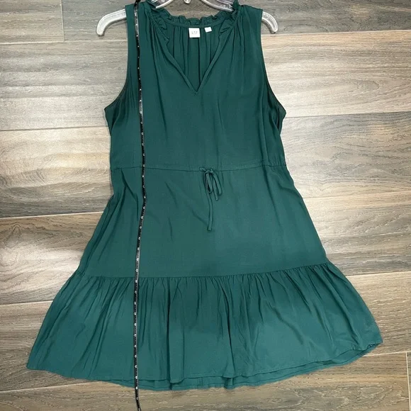 GAP Teal Sleeveless Ruffle Neck Mini Dress Size M | Like New - Picture 10 of 10